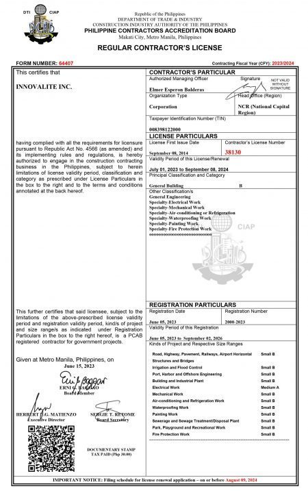 Innovalite Certification